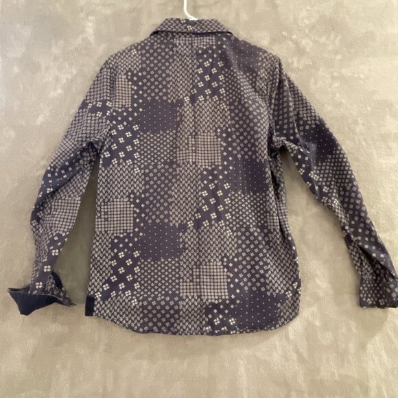 pd&c Men’s S Western Blue White Long Sleeve Button Up Dual Pocket Casual Shirt - Picture 11 of 13